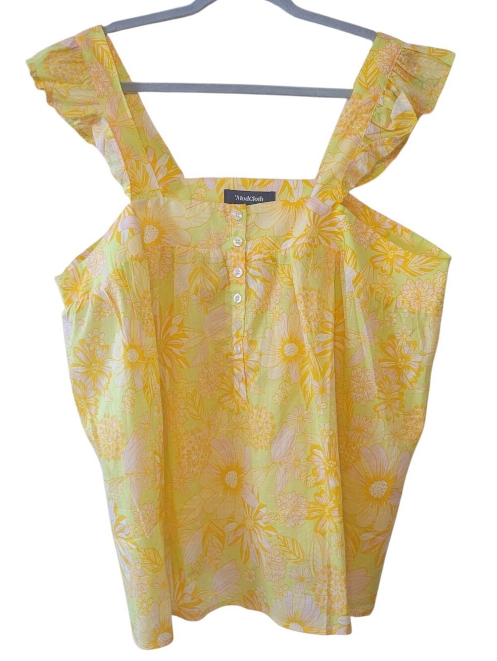NWT Modcloth Yellow & Pink Floral Cotton Top Size 1X
